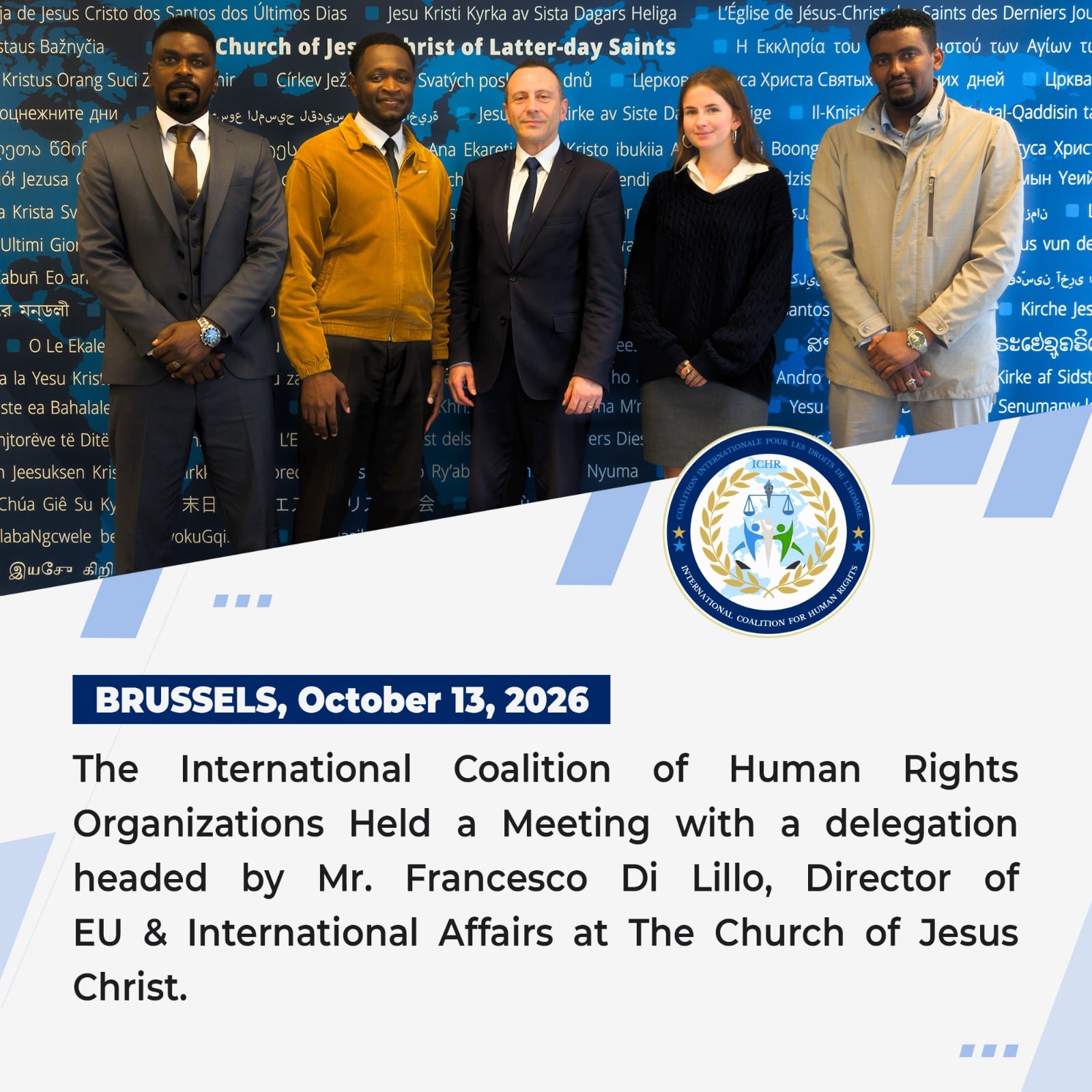 ICHR Meets The Church of Jesus Christ of Latter-day Saints in Brussels on Sudan and Humanitarian Cooperation