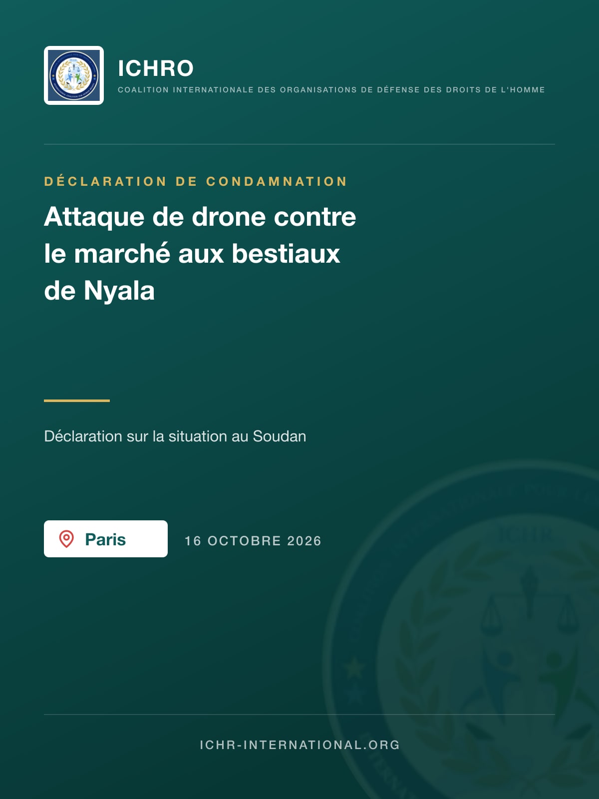 Déclaration de condamnation du bombardement du marché aux bestiaux de Nyala