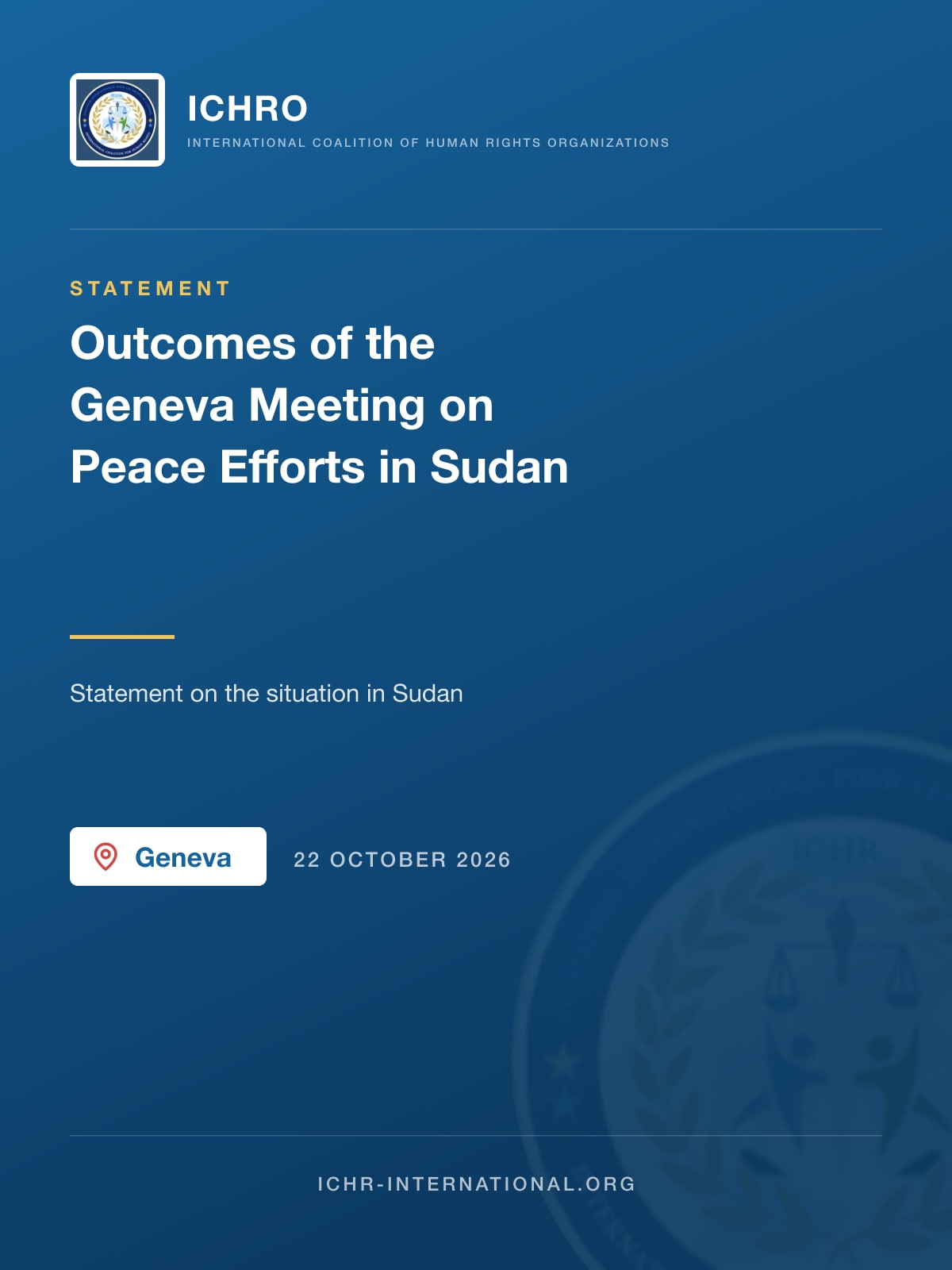 Statement on the Outcomes of the Geneva Meeting for Coordinating Peace Efforts in Sudan