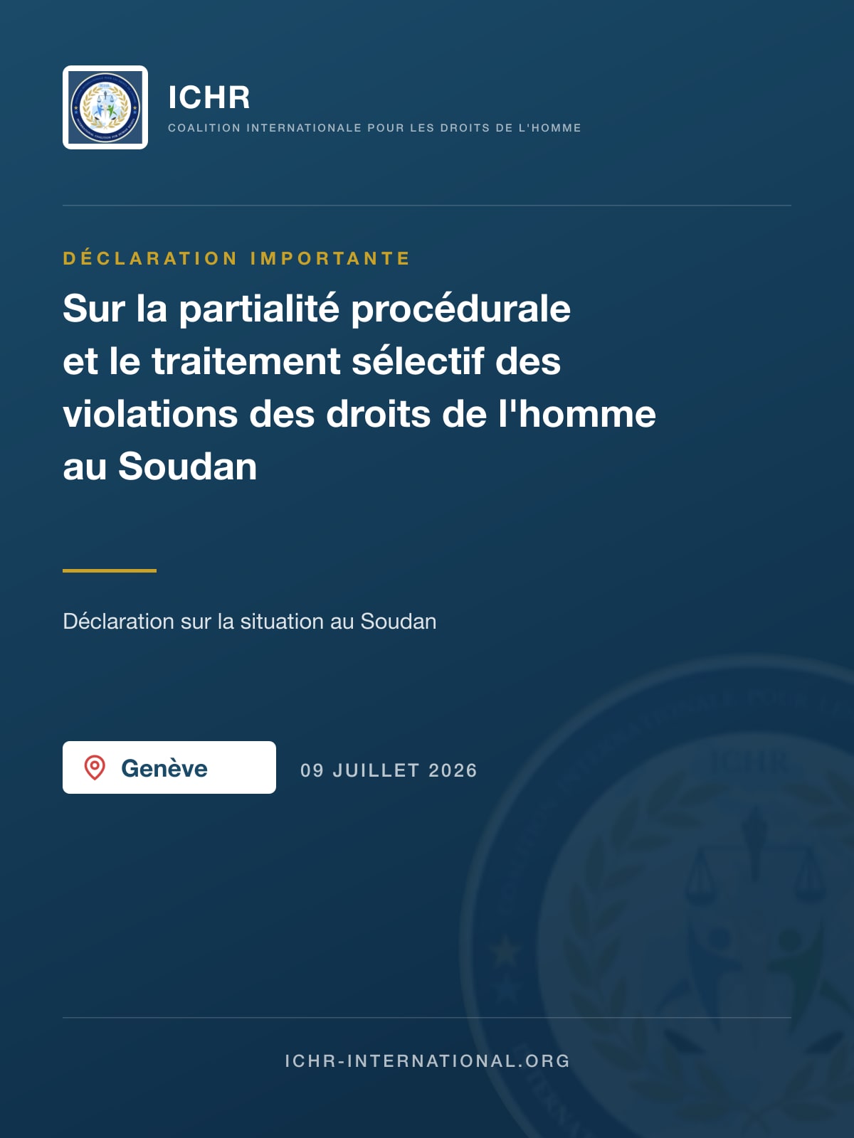 Sur la partialité procédurale et le traitement sélectif des violations des droits de l'homme au Soudan