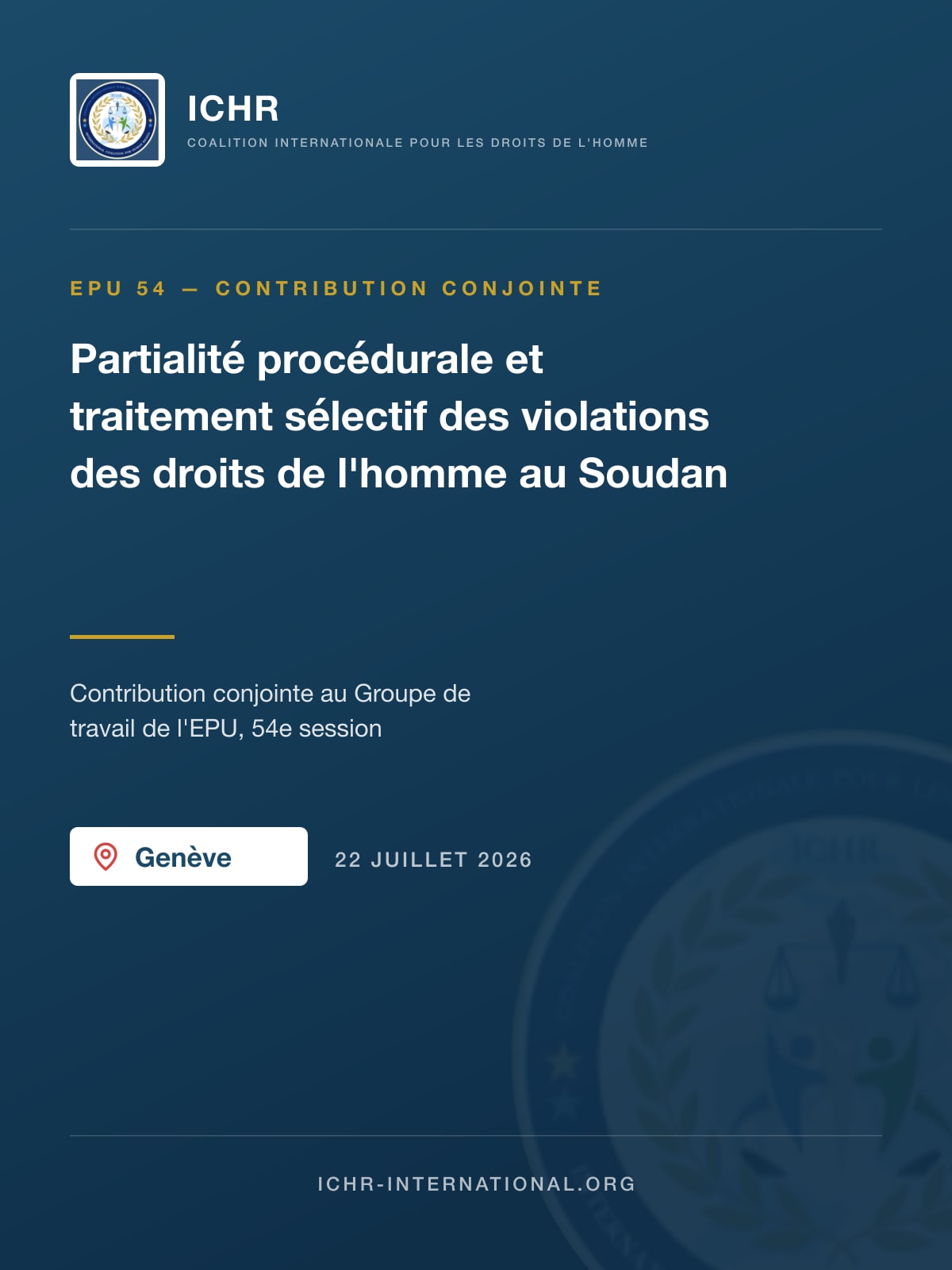54e session de l'EPU : sur la partialité procédurale et le traitement sélectif des violations des droits de l'homme au Soudan