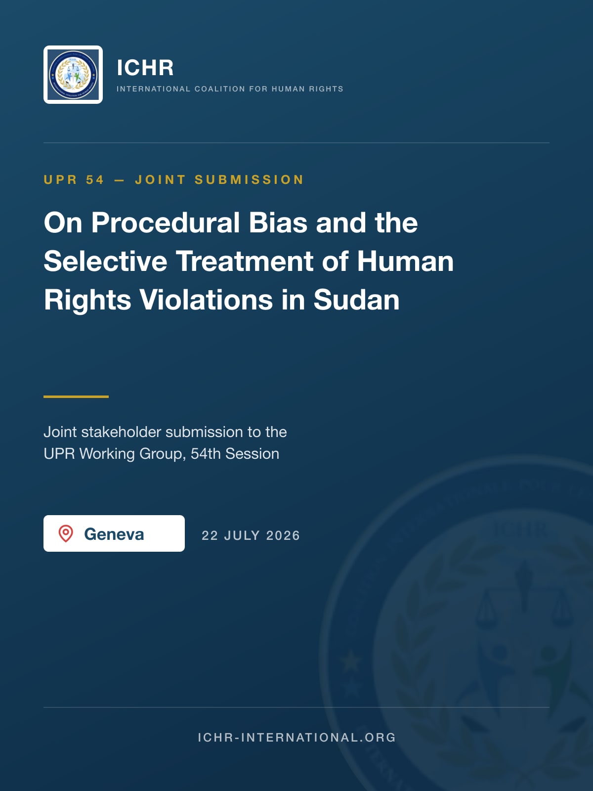 UN UPR 54th Session: On Procedural Bias and the Selective Treatment of Human Rights Violations in Sudan